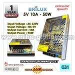 Power Supply Trafo Brilux DC 5V 10A | 50W (Super Quality)